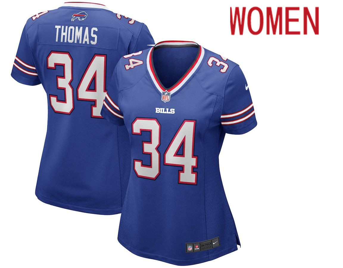Women Buffalo Bills #34 Thurman Thomas Nike Royal Game Retired Player NFL Jersey->women nfl jersey->Women Jersey